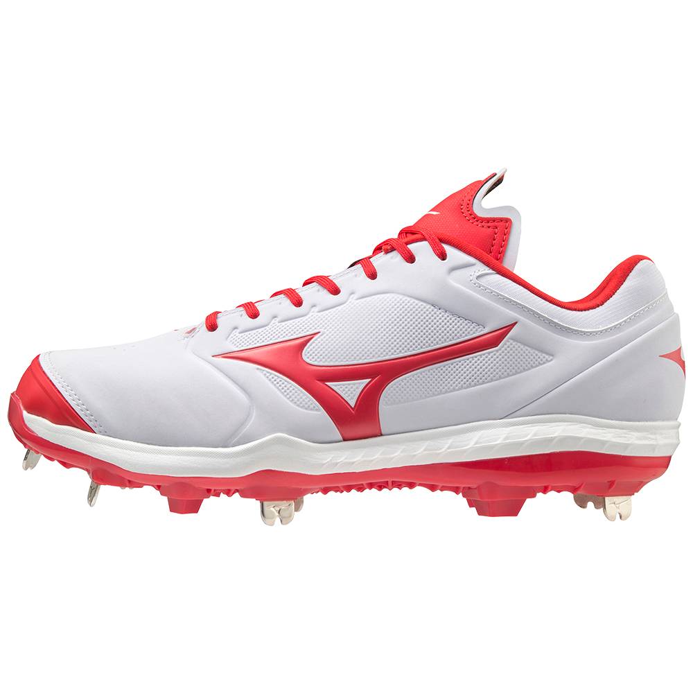 Scarpe Softball Mizuno Sweep 5 Basse Metal Donna - Bianche/Rosse - 69470-RPYF